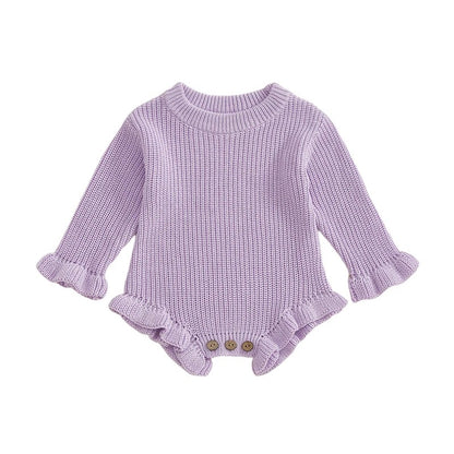Strick Baby Body mit Rüschen – Langarm Body für Mädchen