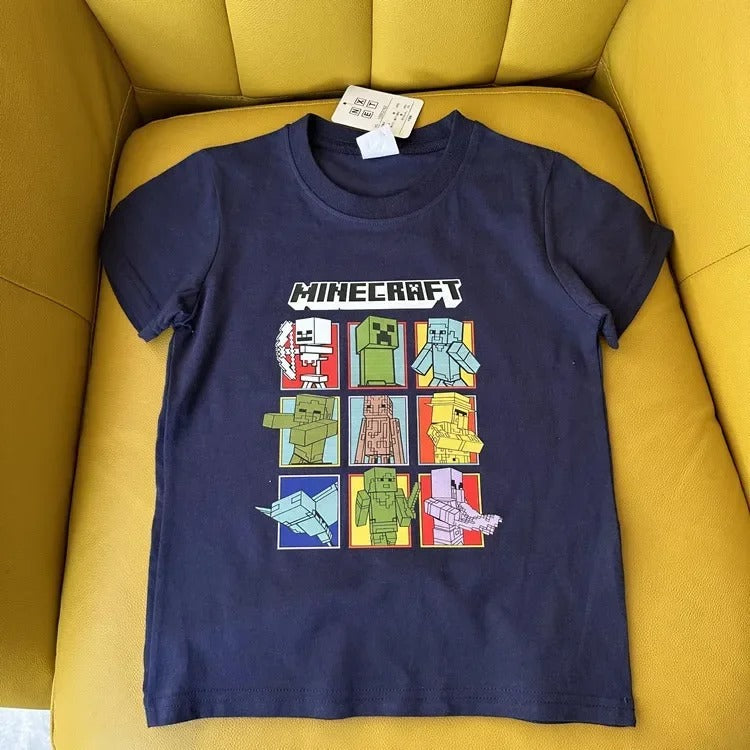 Minecraft T-Shirt für Kinder – Kurzarm Shirt aus Baumwolle mit Kult-Motiven