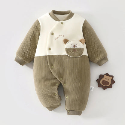 Wattierter Babystrampler mit Tierapplikation – weich, warm & einfach bezaubernd