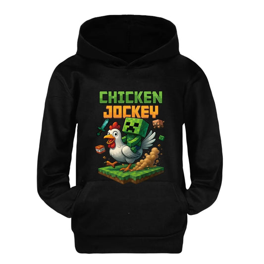 Minecraft Kinder Hoodie „Chicken Jockey“ – Kapuzenpullover für Mädchen & Jungen (Gr. 104–170)