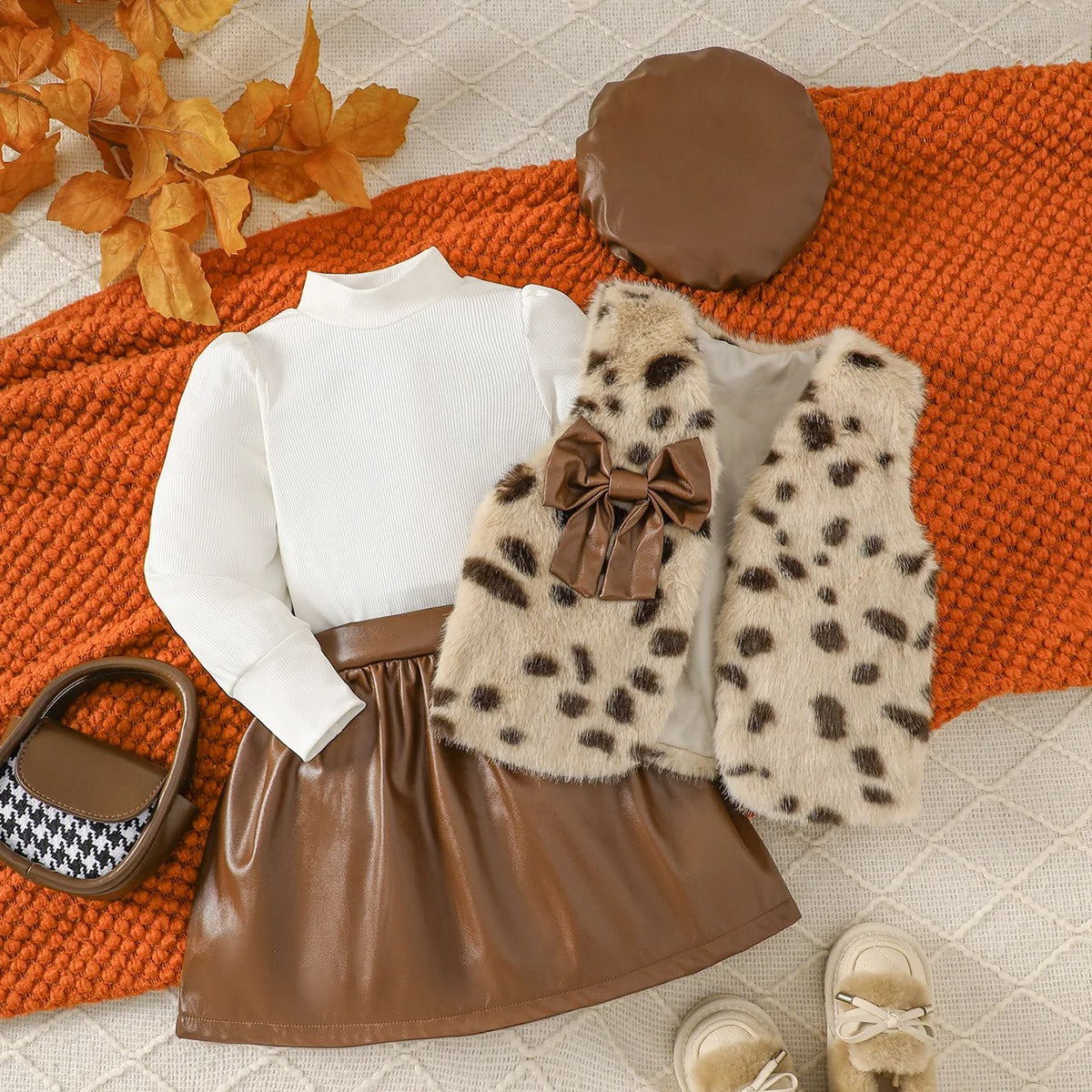 Stylisches Herbst- & Winter-Outfit mit Kunstleder-Rock & Kuschelweste