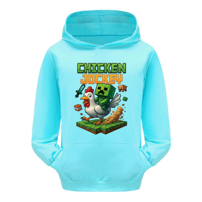 Minecraft Kinder Hoodie „Chicken Jockey“ – Kapuzenpullover für Mädchen & Jungen (Gr. 104–170)