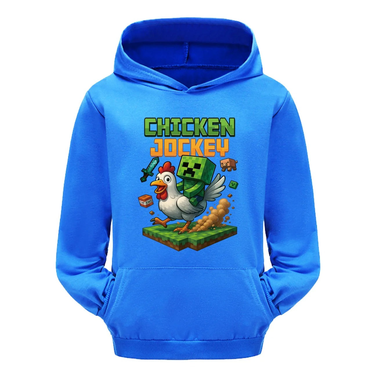 Minecraft Kinder Hoodie „Chicken Jockey“ – Kapuzenpullover für Mädchen & Jungen (Gr. 104–170)