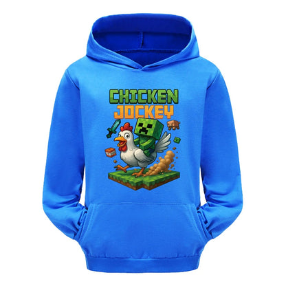 Minecraft Kinder Hoodie „Chicken Jockey“ – Kapuzenpullover für Mädchen & Jungen (Gr. 104–170)