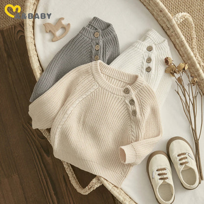 Baby Strickpullover Unisex mit Knopfleiste