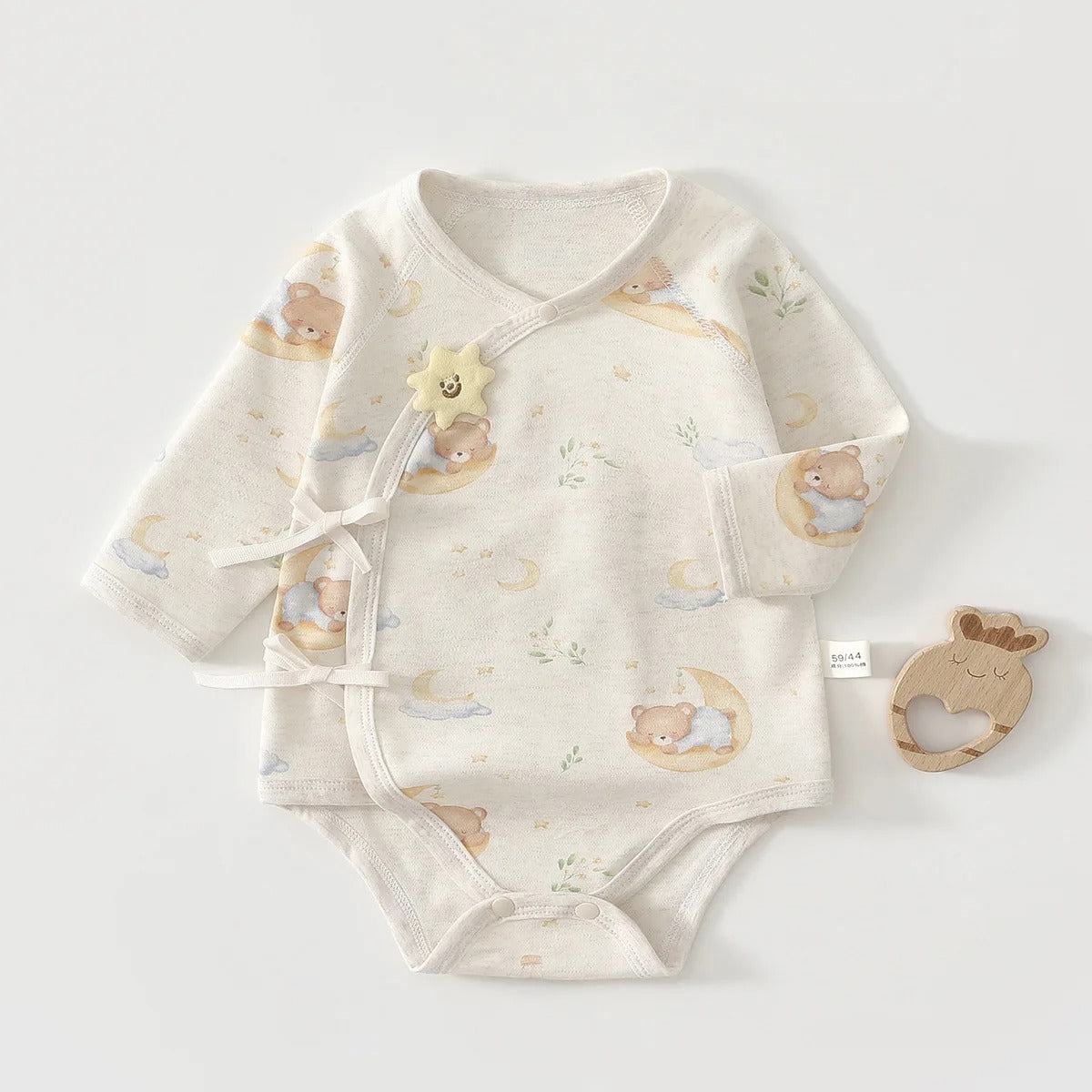 Wickelbody für Babys – weicher Langarm Babybody mit liebevollen Illustrationen
