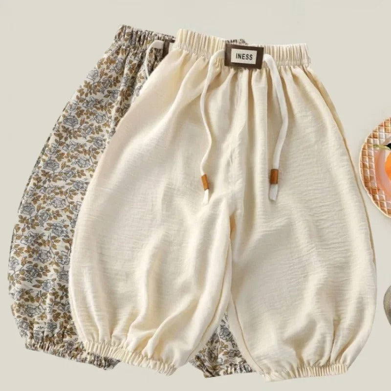Balloon Kinderhose aus Baumwoll-Mix – Locker geschnittene Haremshose in Naturtönen