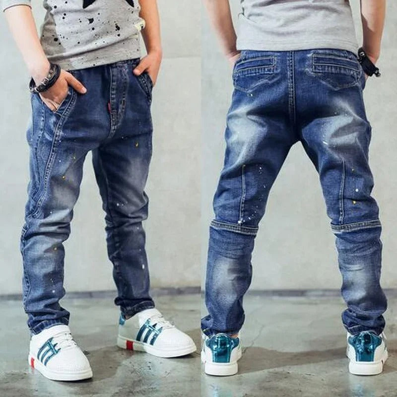 Jeanshose Blue Denim mit Hosenbund Painted