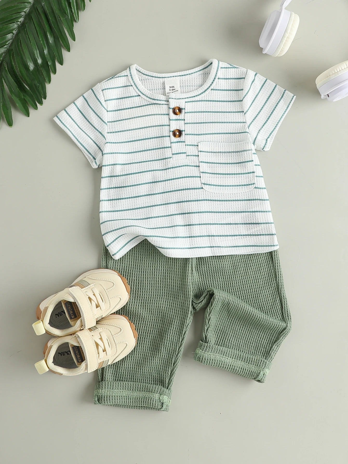 Baumwoll Set „Frische Streifen“ – Zweiteiliges Unisex Outfit für Kinder