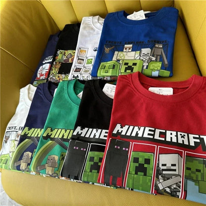 Minecraft T-Shirt für Kinder – Kurzarm Shirt aus Baumwolle mit Kult-Motiven