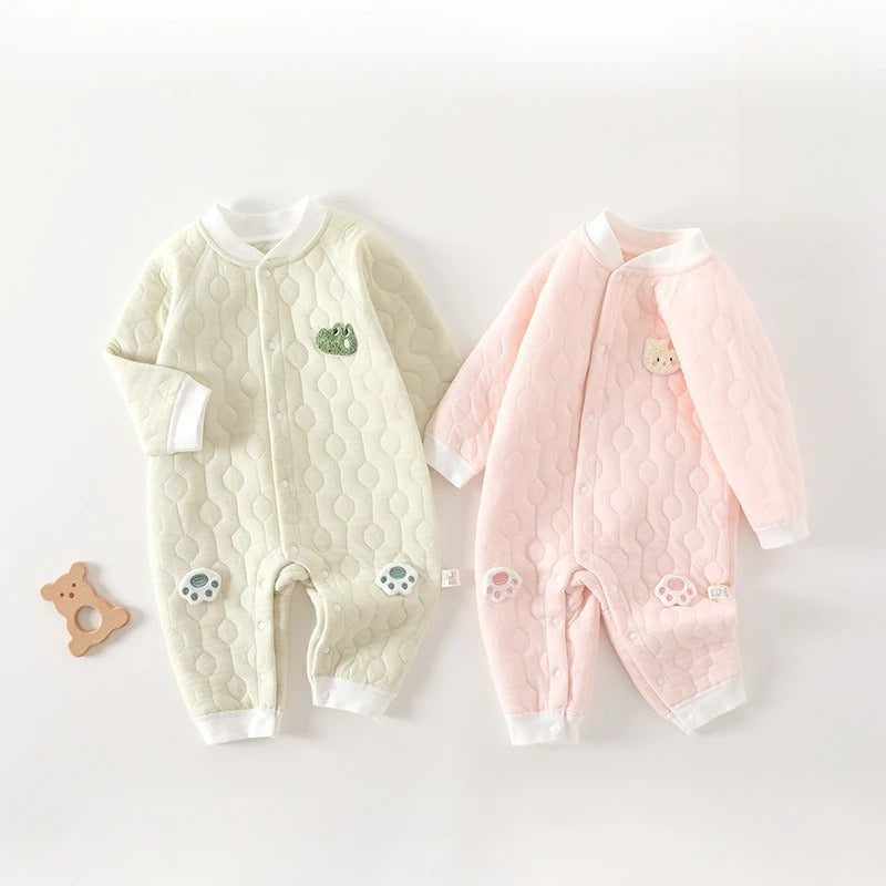 Baby Strampler mit Steppstruktur & Tierdetail