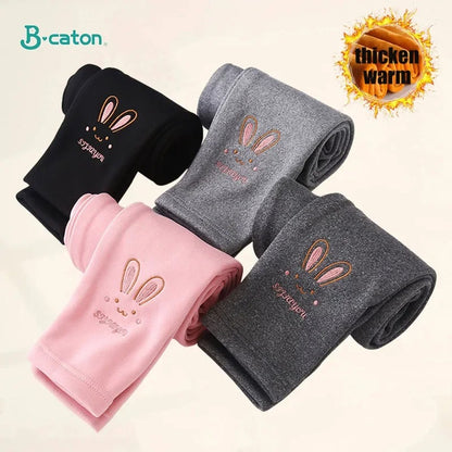 Warme Mädchen-Leggings mit Hasenstickerei