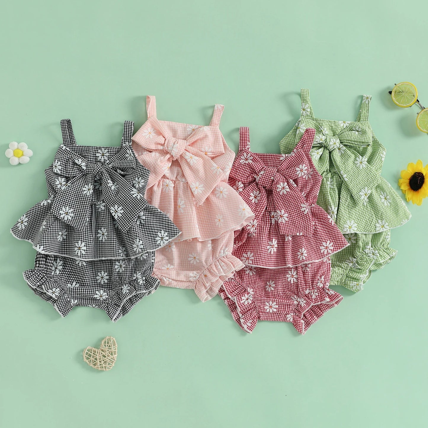 Baby Mädchen Zweiteiler mit Schleife & Rüschen