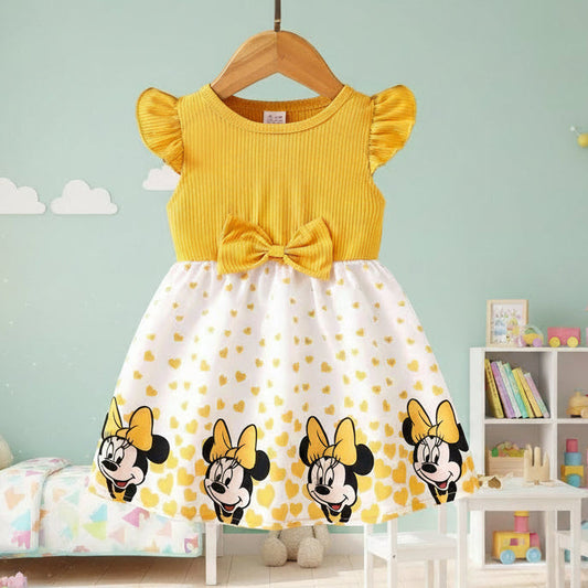 Baby Mädchen Kleid – geripptes Oberteil mit Schleife & Herzchenrock