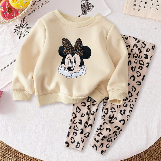 Zweiteiler für Mädchen – Sweatshirt & Leggings im Leo-Design