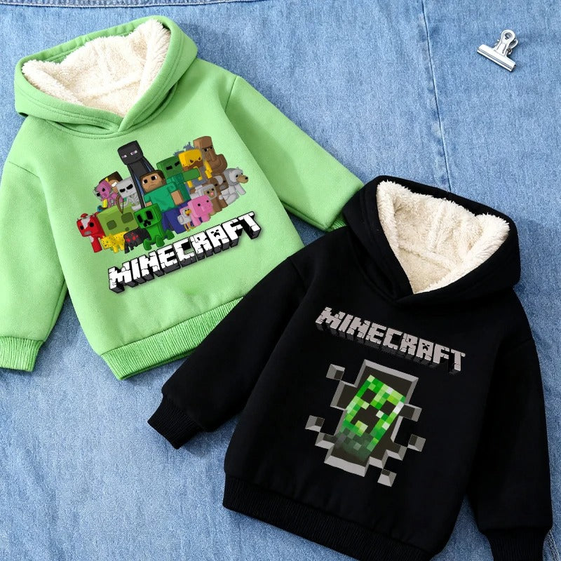Minecraft Kinder Hoodie für Jungen – gefüttert, mit Kapuze