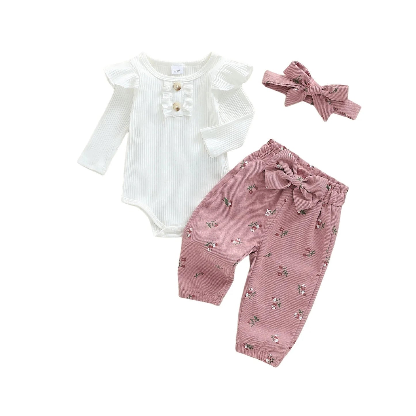 Baby Mädchen Set mit Rippbody & floraler Hose