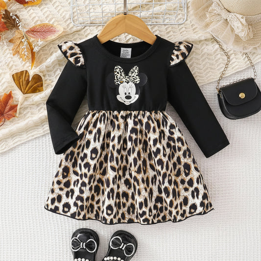 Kleid für Mädchen – Leopardenrock & Langarm | Größe 68–98