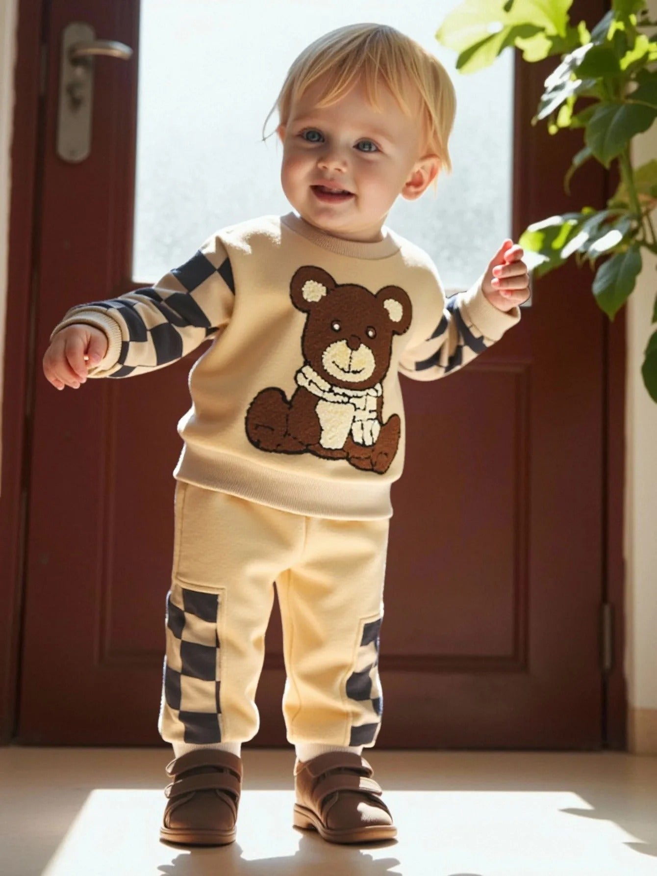 2-teiliges Sweat-Set mit Teddy-Applikation