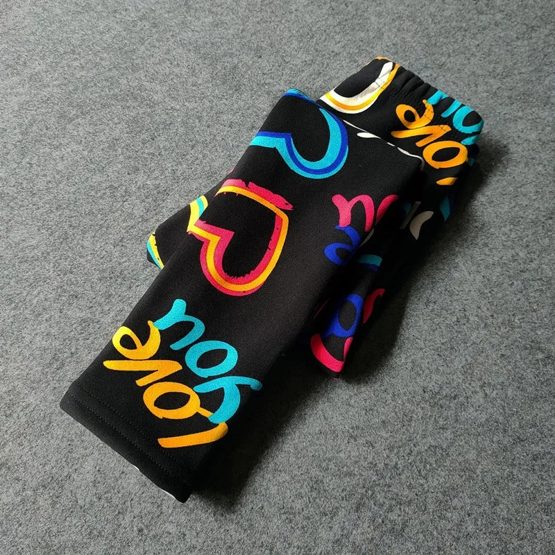 Gefütterte Mädchen-Leggings mit Winterfleece