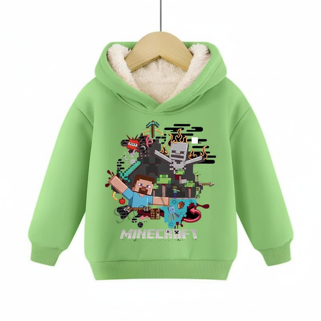 Minecraft Kinder Hoodie für Jungen – gefüttert, mit Kapuze