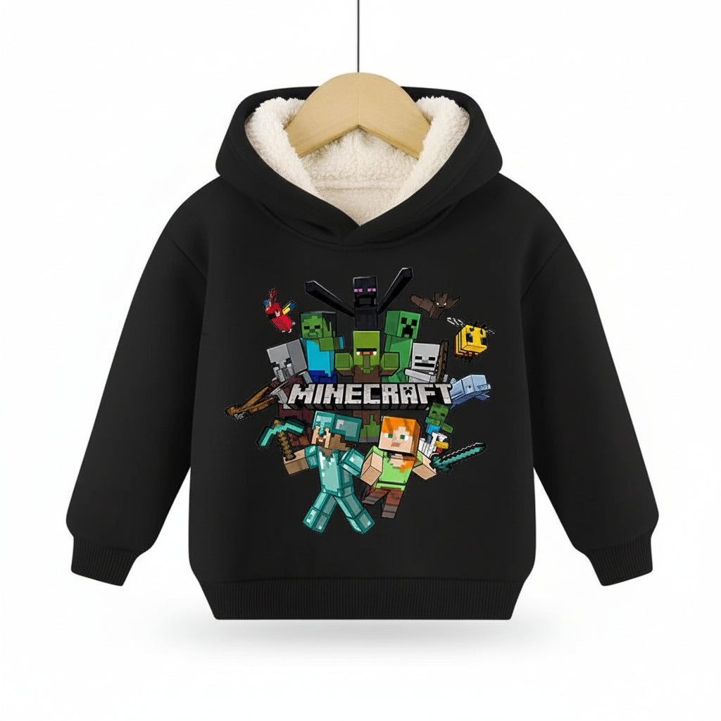 Minecraft Kinder Hoodie für Jungen – gefüttert, mit Kapuze