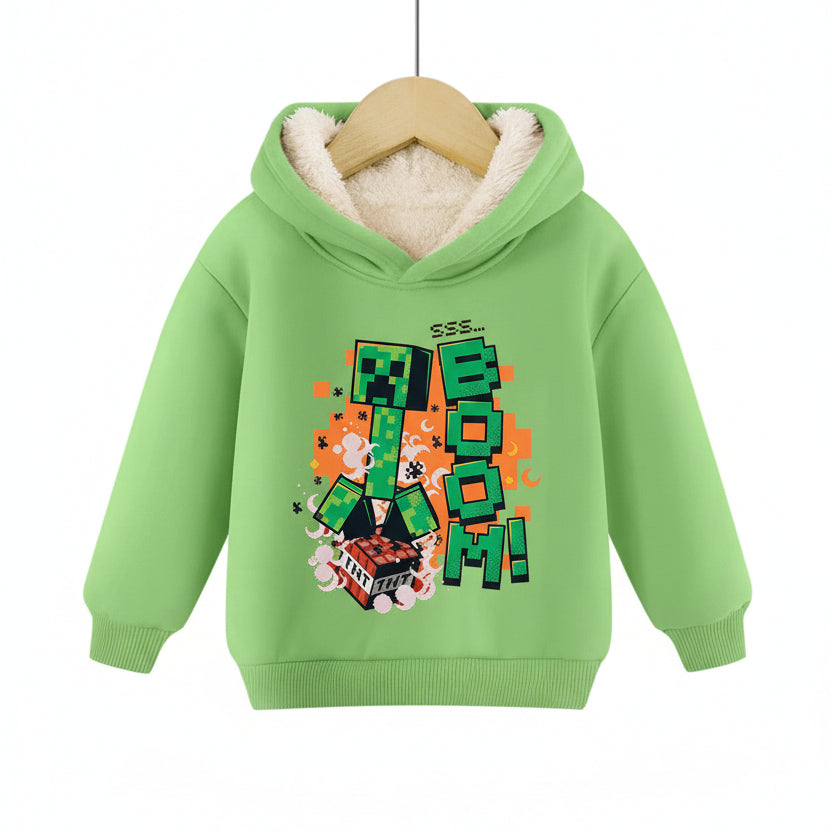 Minecraft Kinder Hoodie für Jungen – gefüttert, mit Kapuze