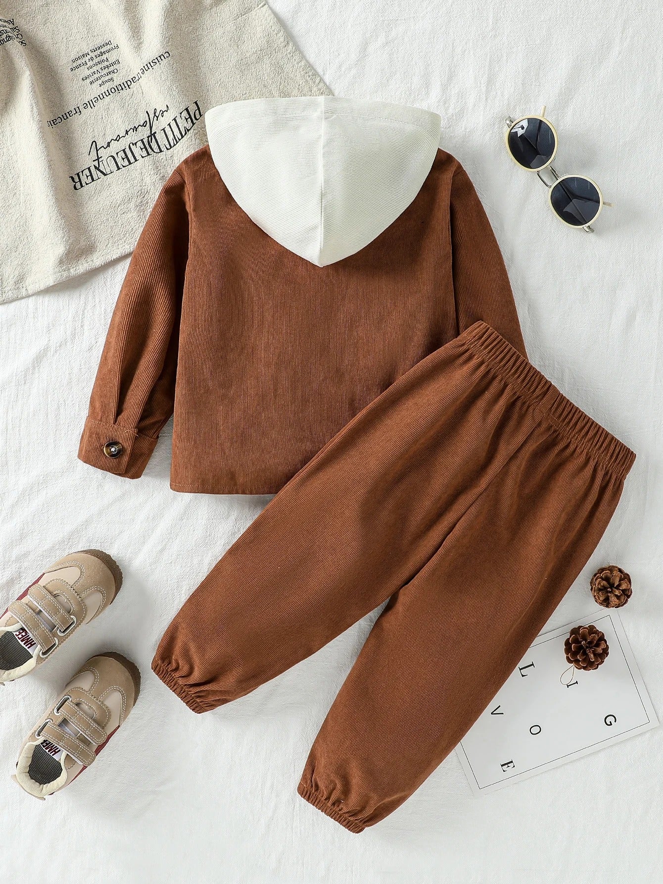 Jungen Cord Set 2-teilig mit Kapuze – Colorblock Outfit aus Baumwollmix (Gr. 62–98)