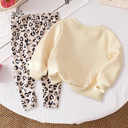 Zweiteiler für Mädchen – Sweatshirt & Leggings im Leo-Design