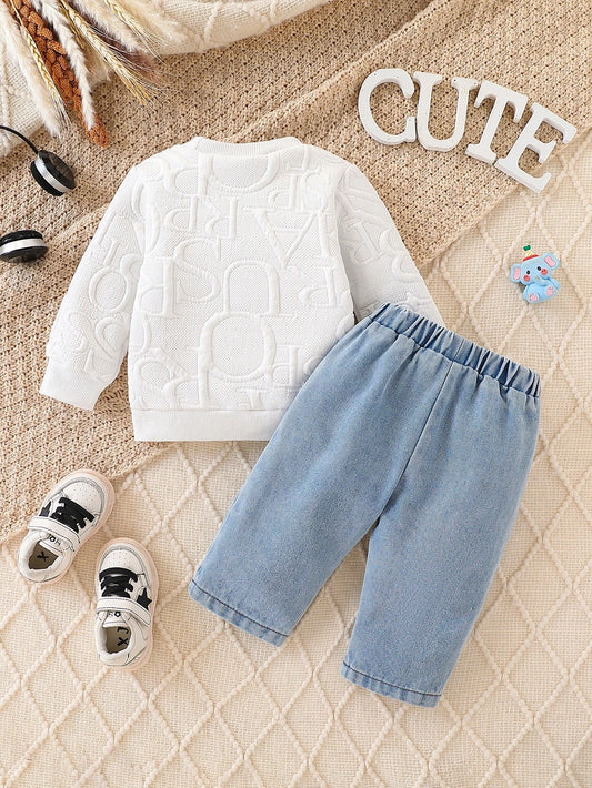 Baby Set „Kleiner Elefant“ – 2-teiliges Pullover- & Jeans-Outfit für Mädchen & Jungen