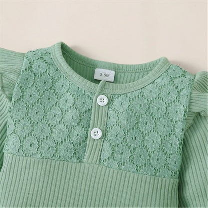 Baby Mädchen Set mit Rippbody & Blumenhose