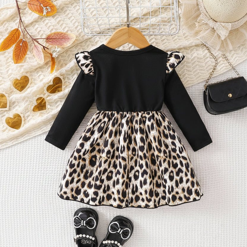 Kleid für Mädchen – Leopardenrock & Langarm | Größe 68–98