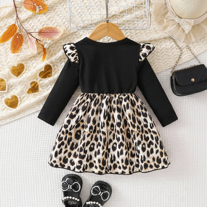 Kleid für Mädchen – Leopardenrock & Langarm | Größe 68–98