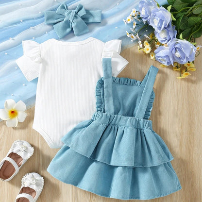Zauberhaftes 3-teiliges Babykleid-Set für Mädchen