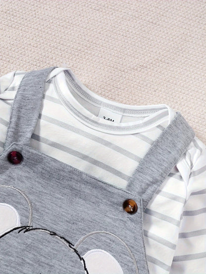 Baby Outfit 2-teilig – Body mit Streifen & Latzhose mit Koala (Größe 50–86)