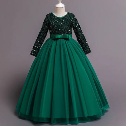 Prinzessinnenkleid für Mädchen – Festliches Maxikleid mit Tüll, Glitzer & Blumendetails