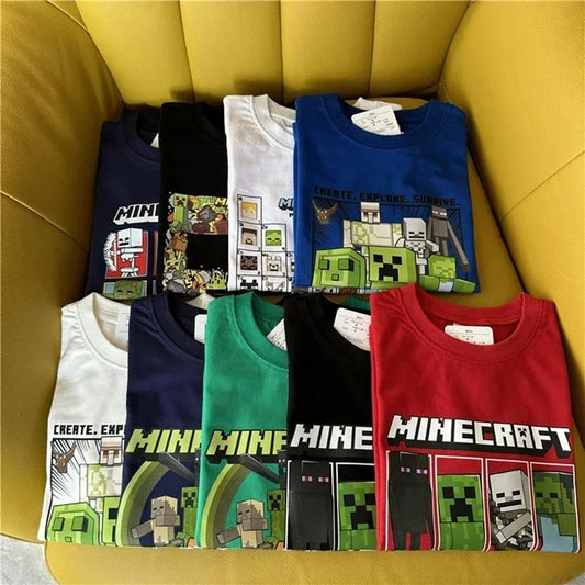 Minecraft T-Shirt für Kinder – Kurzarm Shirt aus Baumwolle mit Kult-Motiven