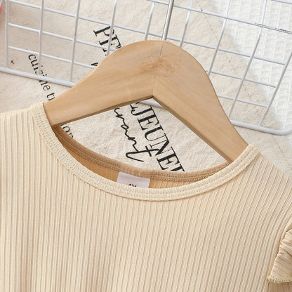 Beiges Festtags-Glitzerkleid mit Tüllrock & goldenen Sternen