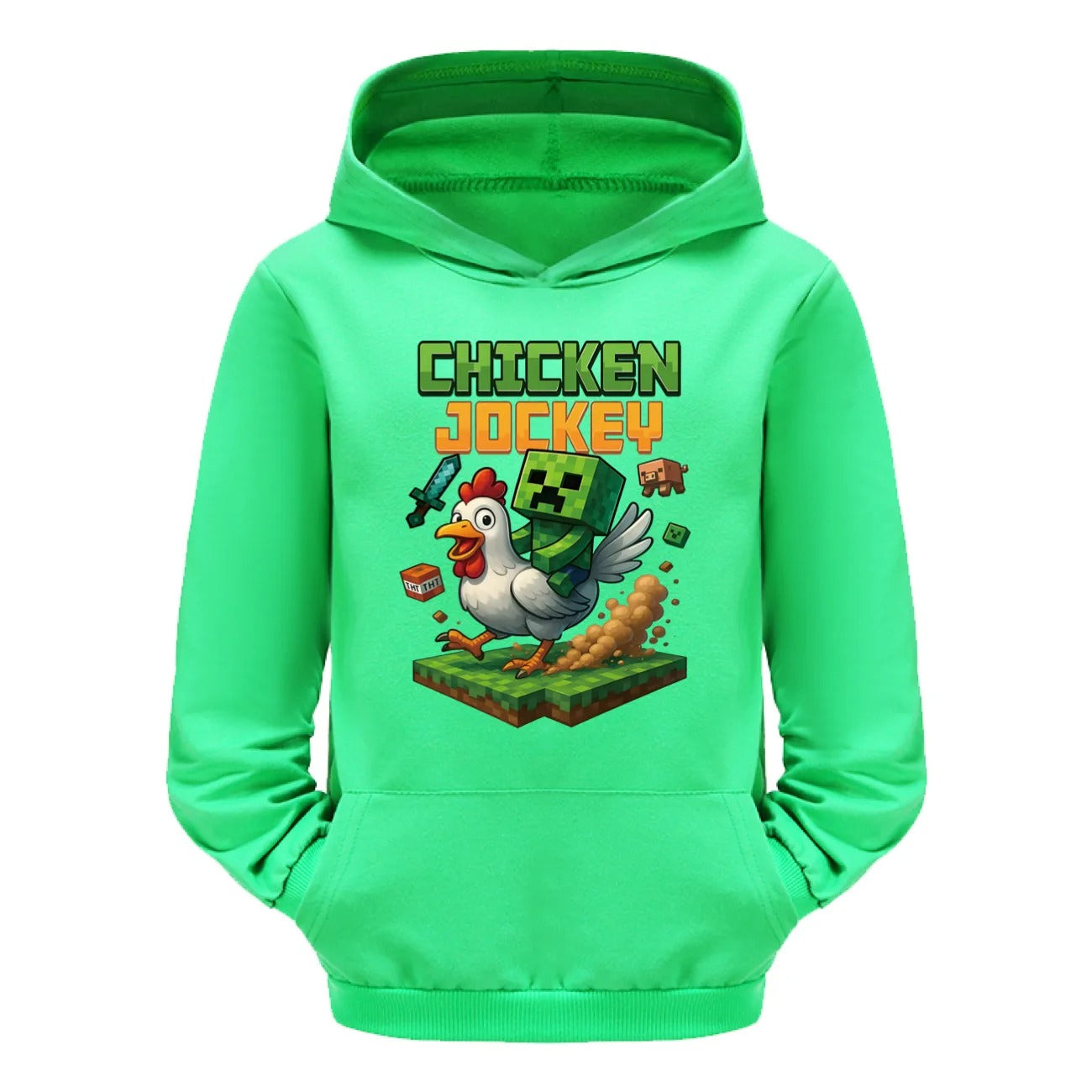 Minecraft Kinder Hoodie „Chicken Jockey“ – Kapuzenpullover für Mädchen & Jungen (Gr. 104–170)