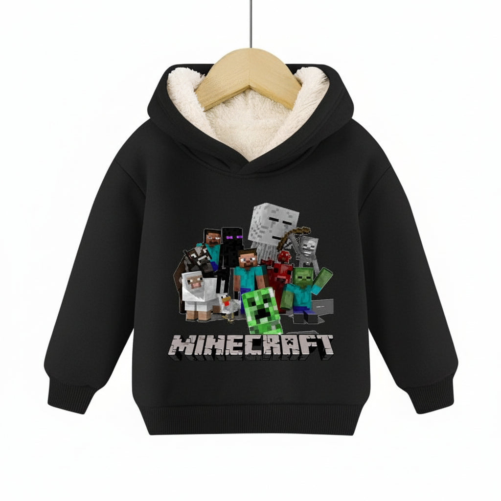 Minecraft Kinder Hoodie für Jungen – gefüttert, mit Kapuze