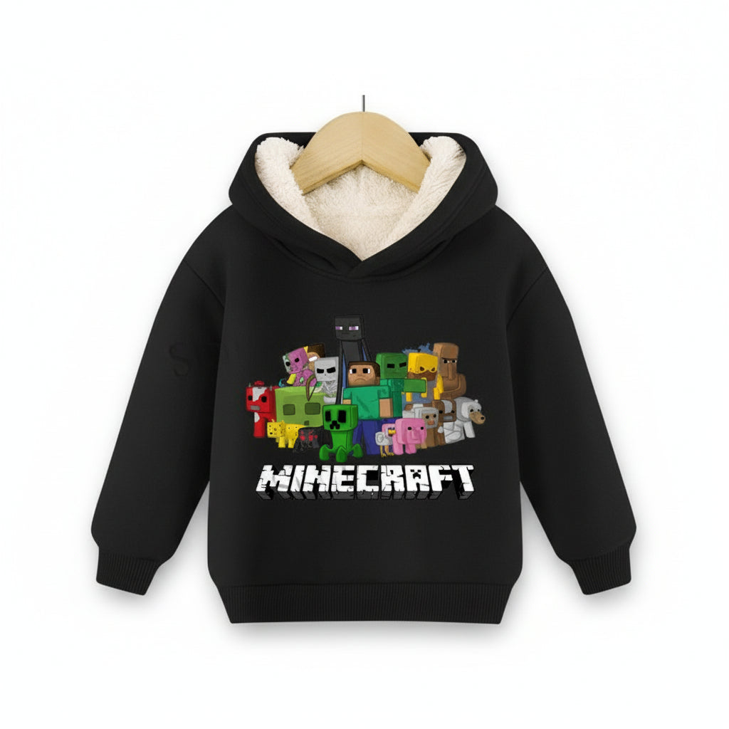 Minecraft Kinder Hoodie für Jungen – gefüttert, mit Kapuze