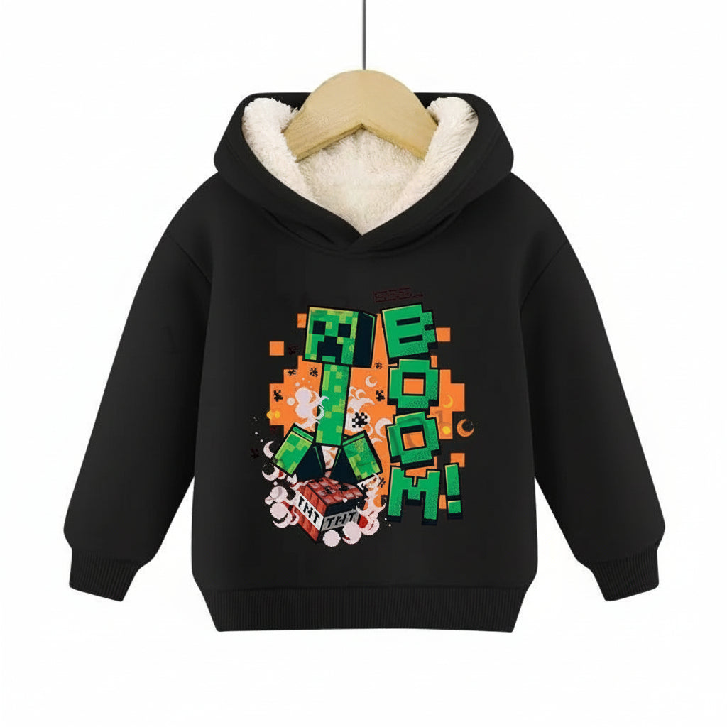 Minecraft Kinder Hoodie für Jungen – gefüttert, mit Kapuze