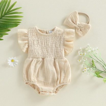 Baby Musselin Body mit Rüschen & Haarband – luftiges Sommeroutfit für Mädchen
