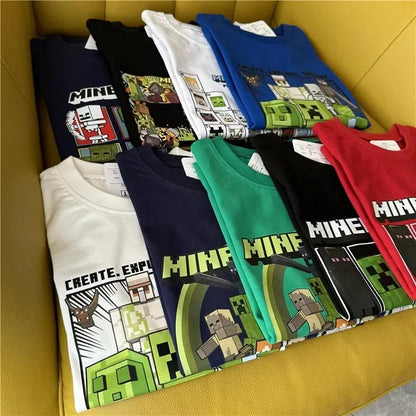 Minecraft T-Shirt für Kinder – Kurzarm Shirt aus Baumwolle mit Kult-Motiven