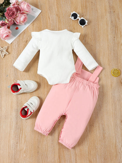 2-teiliges Baby Set mit Latzhose & Body – verspieltes Design