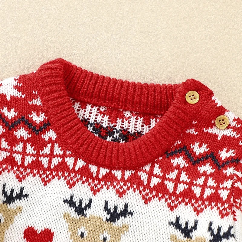 Weihnachts-Strick-Overall mit Rentiermotiv & Mütze – Kuscheliger Baby-Look