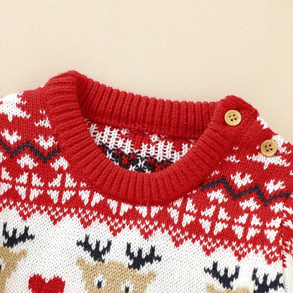 Weihnachts-Strick-Overall mit Rentiermotiv & Mütze – Kuscheliger Baby-Look