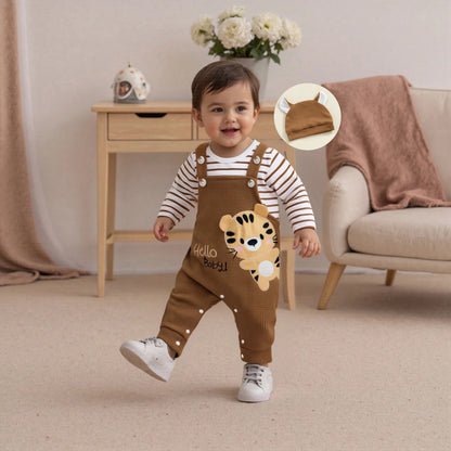 Strampler-Set „Hello Baby“ mit Tiger-Motiv & Mütze