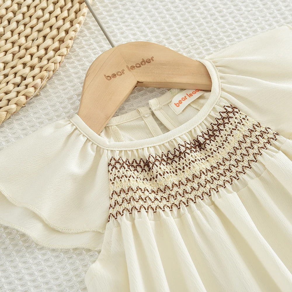 Mädchen Sommer Set mit bestickter Bluse & weiter Hose
