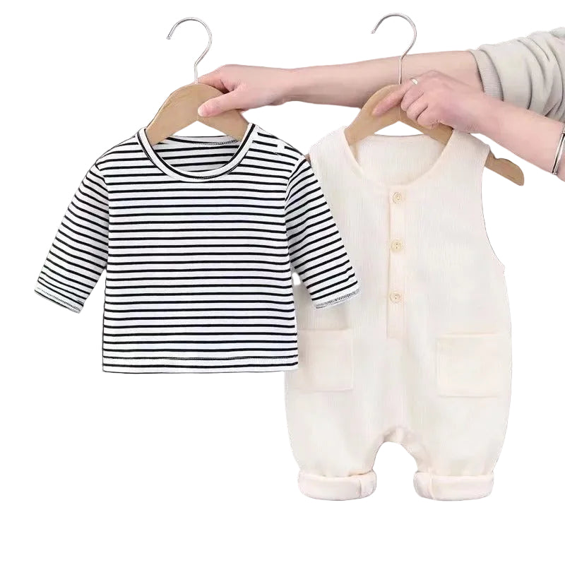 Baby Set 2-teilig – Langarmshirt & Trägeroverall aus Baumwolle